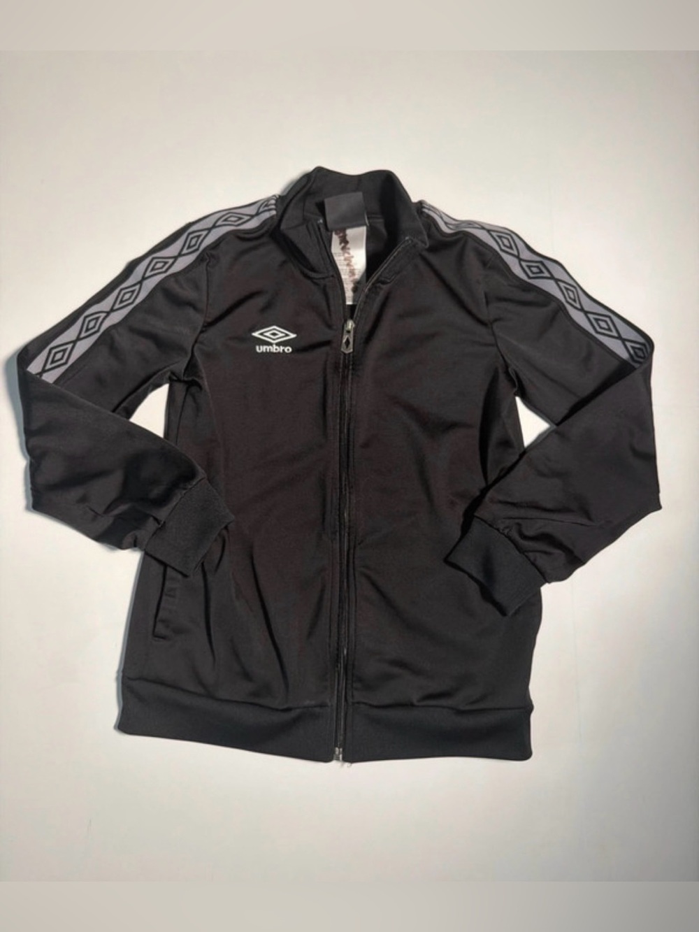 Kids 8 10 Umbro Black Track Jacket Gray trim fall sporty zip up gym school